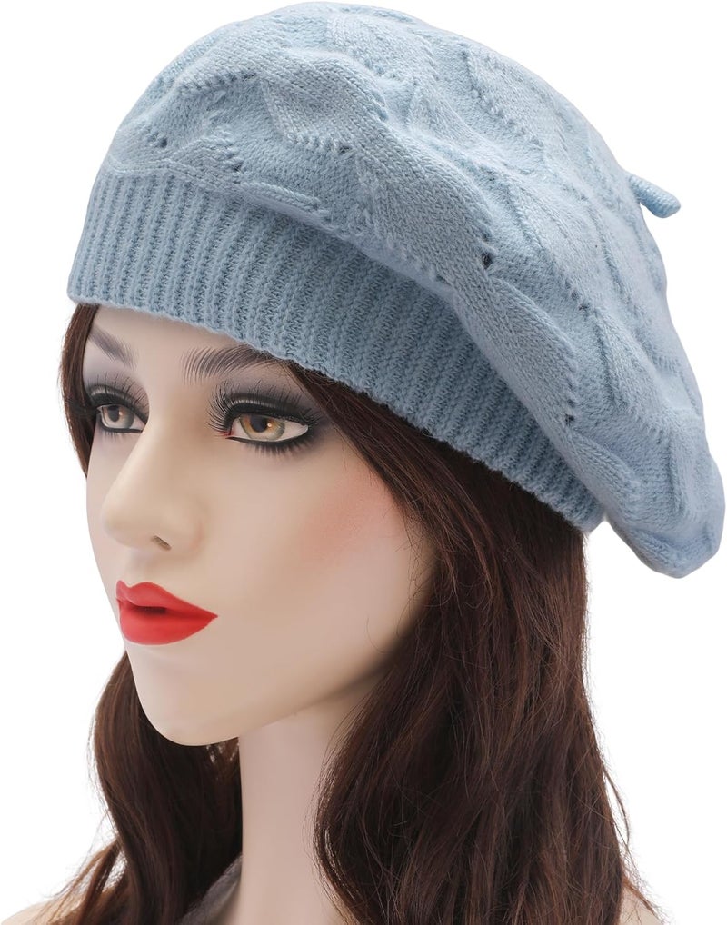 ZLYC French Beret hat, Reversible Solid Color Knit Warm Beret Cap for Womens Girls - Image 2